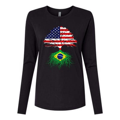 Brazil Brasil Roots Brazilian American Immigrant Womens Cotton Relaxed Long Sleeve T-Shirt