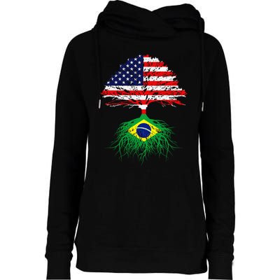 Brazil Brasil Roots Brazilian American Immigrant Womens Funnel Neck Pullover Hood