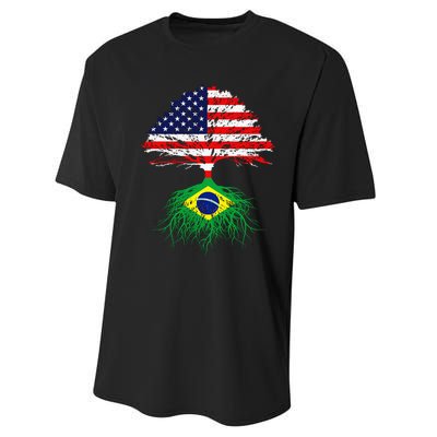 Brazil Brasil Roots Brazilian American Immigrant Performance Sprint T-Shirt