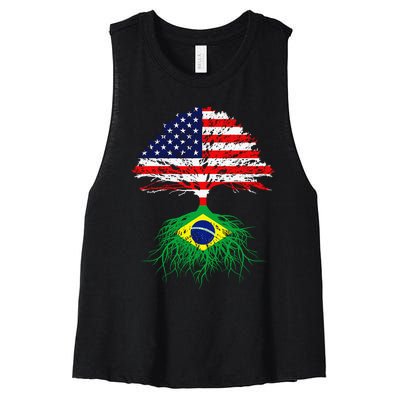 Brazil Brasil Roots Brazilian American Immigrant Women's Racerback Cropped Tank