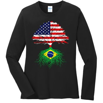 Brazil Brasil Roots Brazilian American Immigrant Ladies Long Sleeve Shirt