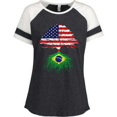 Brazil Brasil Roots Brazilian American Immigrant Enza Ladies Jersey Colorblock Tee