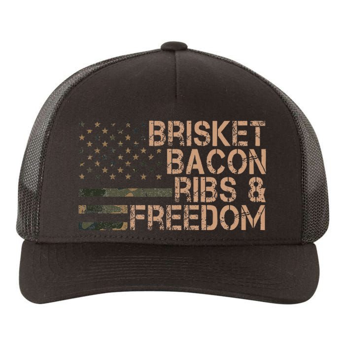 Brisket Bacon Ribs & Freedom Grill Bbq Funny Meat Smoking Yupoong Adult 5-Panel Trucker Hat