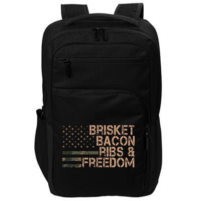 Brisket Bacon Ribs & Freedom Grill Bbq Funny Meat Smoking Impact Tech Backpack