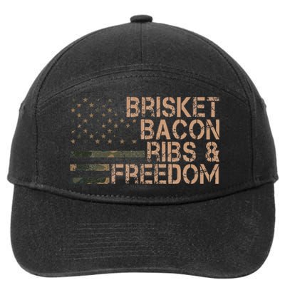 Brisket Bacon Ribs & Freedom Grill Bbq Funny Meat Smoking 7-Panel Snapback Hat