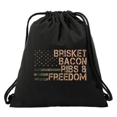 Brisket Bacon Ribs & Freedom Grill Bbq Funny Meat Smoking Drawstring Bag