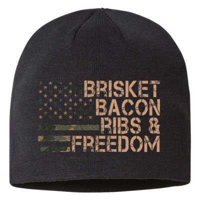 Brisket Bacon Ribs & Freedom Grill Bbq Funny Meat Smoking Sustainable Beanie