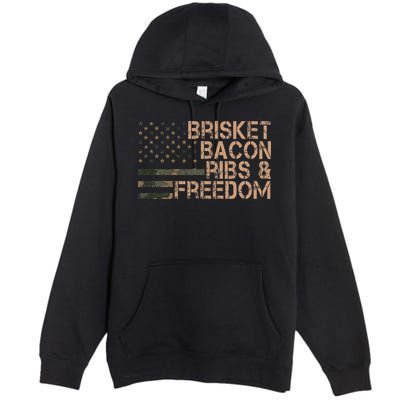 Brisket Bacon Ribs & Freedom Grill Bbq Funny Meat Smoking Premium Pullover Hoodie