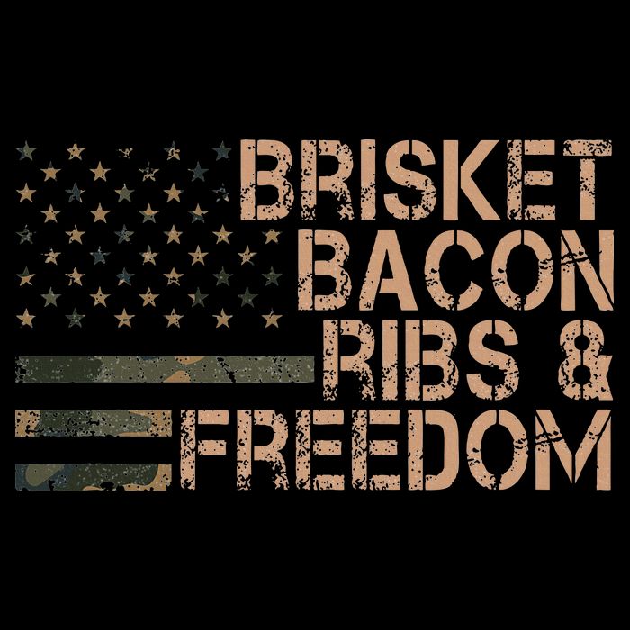 Brisket Bacon Ribs & Freedom Grill Bbq Funny Meat Smoking Cooling Performance Long Sleeve Crew