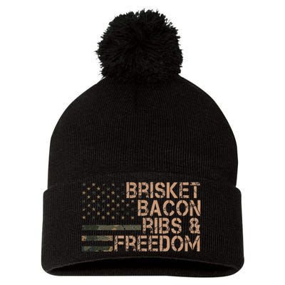 Brisket Bacon Ribs & Freedom Grill Bbq Funny Meat Smoking Pom Pom 12in Knit Beanie