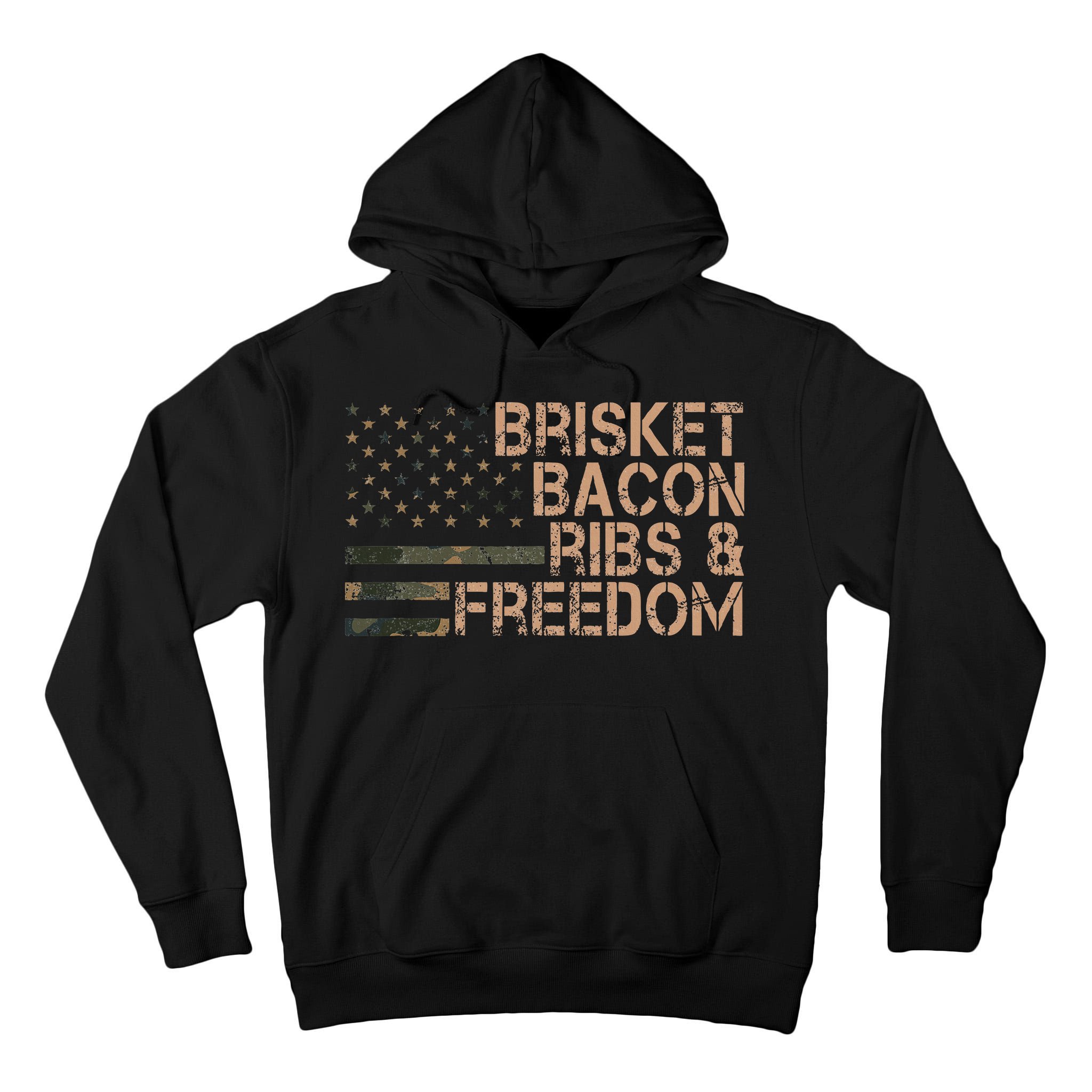 Brisket Bacon Ribs & Freedom Grill Bbq Funny Meat Smoking Tall Hoodie