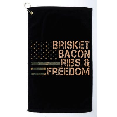 Brisket Bacon Ribs & Freedom Grill Bbq Funny Meat Smoking Golf Towel