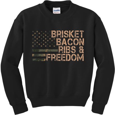 Brisket Bacon Ribs & Freedom Grill Bbq Funny Meat Smoking Kids Sweatshirt