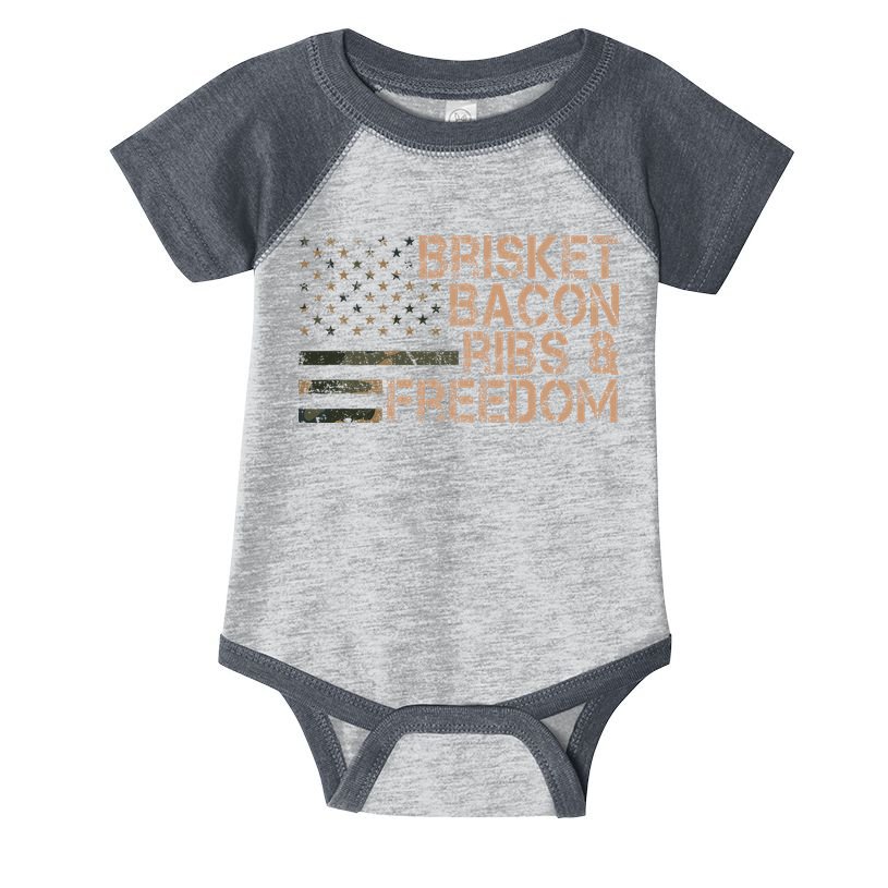 Brisket Bacon Ribs & Freedom Grill Bbq Funny Meat Smoking Infant Baby Jersey Bodysuit