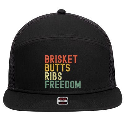 Brisket Butts Ribs Freedom Bbq Meat Smoker Meat Lover 7 Panel Mesh Trucker Snapback Hat