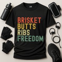 Brisket Butts Ribs Freedom Bbq Meat Smoker Meat Lover Cooling Performance Crew T-Shirt