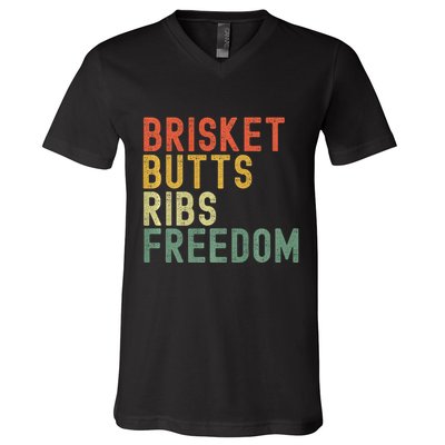 Brisket Butts Ribs Freedom Bbq Meat Smoker Meat Lover V-Neck T-Shirt
