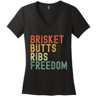 Brisket Butts Ribs Freedom Bbq Meat Smoker Meat Lover Women's V-Neck T-Shirt