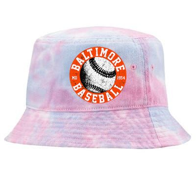 Baltimore Baseball Retro Vintage Design Baseball Lover Tie-Dyed Bucket Hat