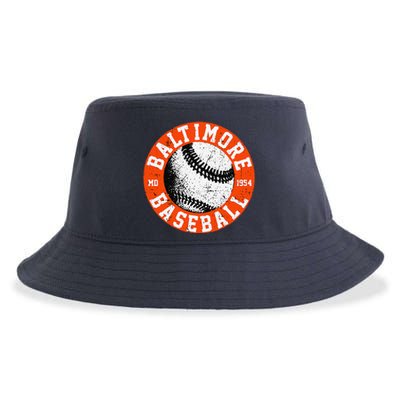 Baltimore Baseball Retro Vintage Design Baseball Lover Sustainable Bucket Hat