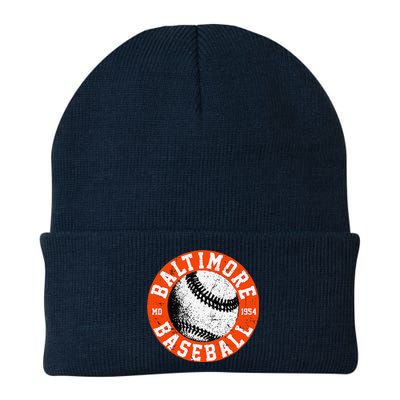 Baltimore Baseball Retro Vintage Design Baseball Lover Knit Cap Winter Beanie