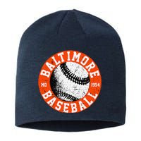 Baltimore Baseball Retro Vintage Design Baseball Lover Sustainable Beanie