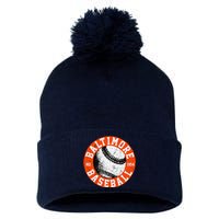 Baltimore Baseball Retro Vintage Design Baseball Lover Pom Pom 12in Knit Beanie