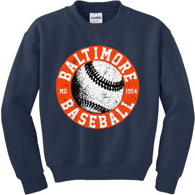 Baltimore Baseball Retro Vintage Design Baseball Lover Kids Sweatshirt