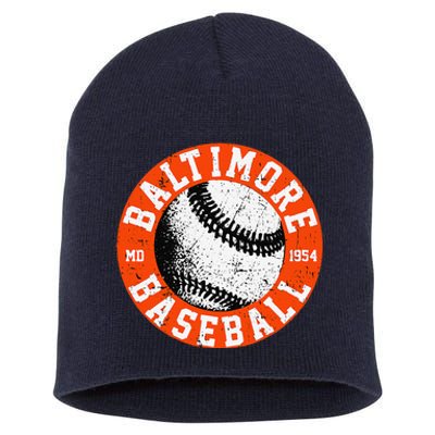 Baltimore Baseball Retro Vintage Design Baseball Lover Short Acrylic Beanie