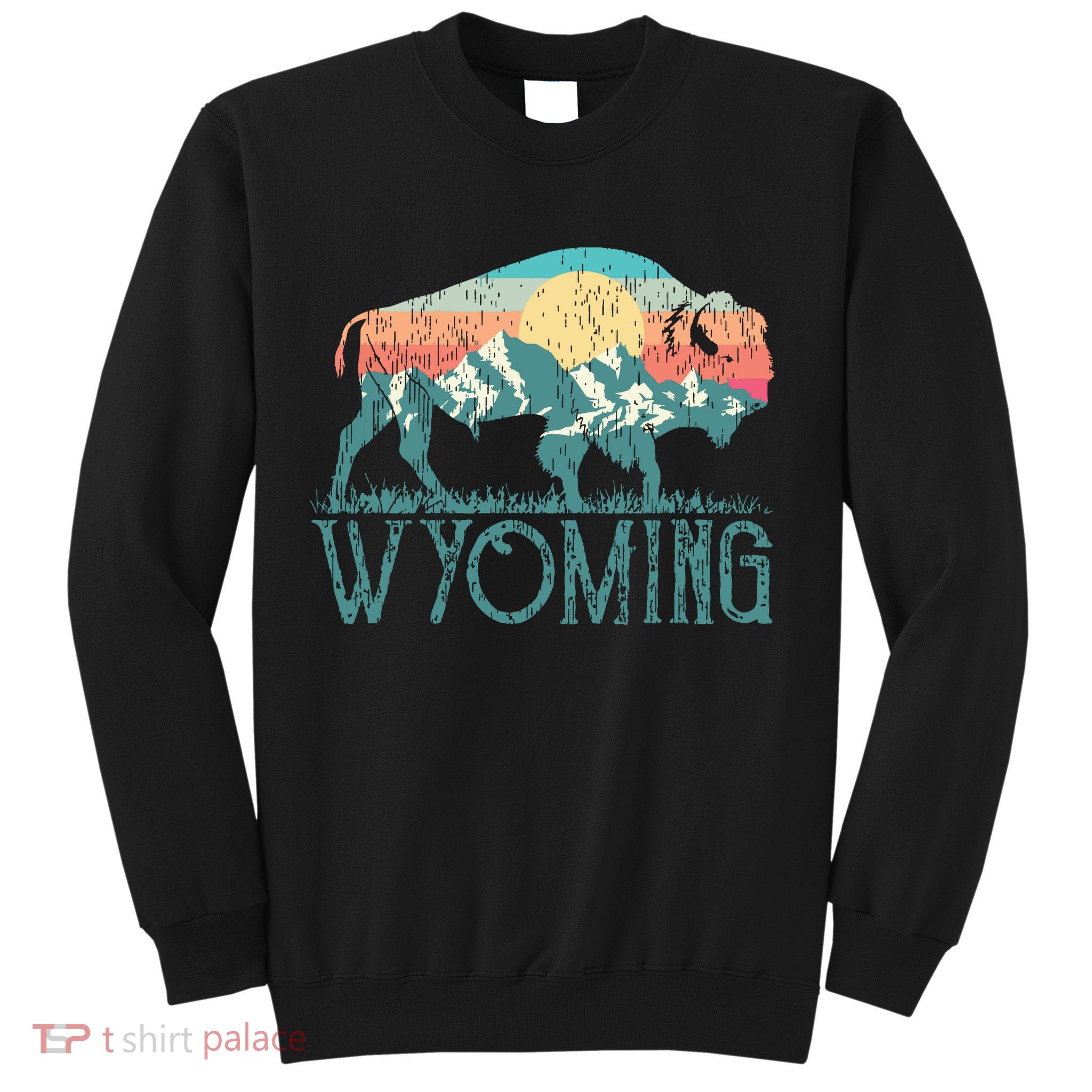 Bison Buffalo Retro Wyoming Wy Mountains Retro Sweatshirt