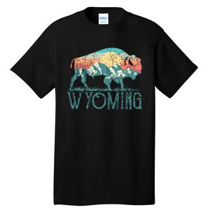 Bison Buffalo Retro Wyoming Wy Mountains Retro Tall T-Shirt