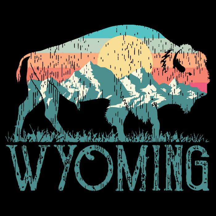 Bison Buffalo Retro Wyoming Wy Mountains Retro Sustainable Bucket Hat