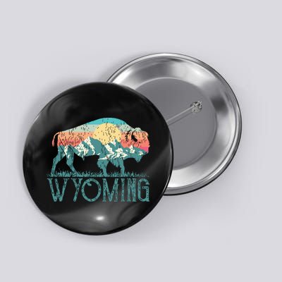 Bison Buffalo Retro Wyoming Wy Mountains Retro Button