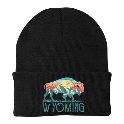 Bison Buffalo Retro Wyoming Wy Mountains Retro Beanie