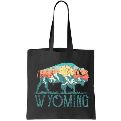Bison Buffalo Retro Wyoming Wy Mountains Retro Bag