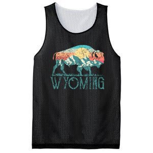 Bison Buffalo Retro Wyoming Wy Mountains Retro Mesh Reversible Basketball Jersey Tank