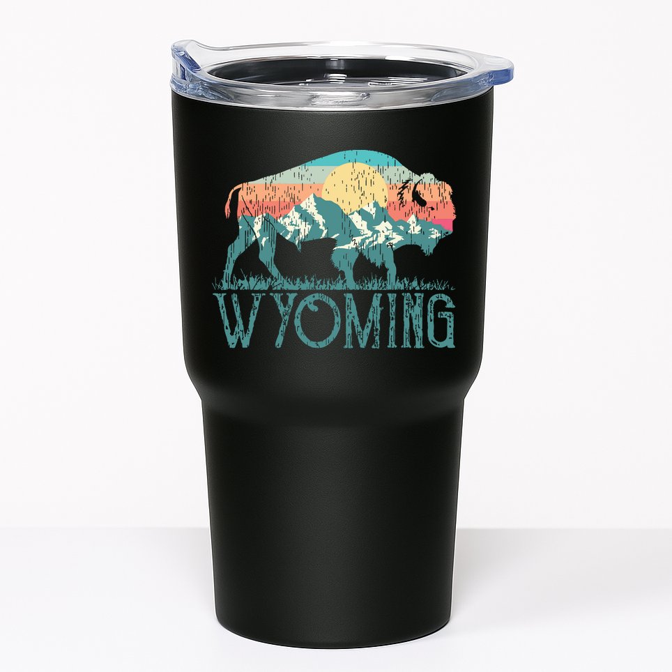 Bison Buffalo Retro Wyoming Wy Mountains Retro Tumbler