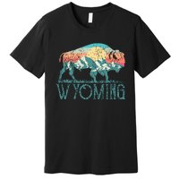 Bison Buffalo Retro Wyoming Wy Mountains Retro Premium T-Shirt