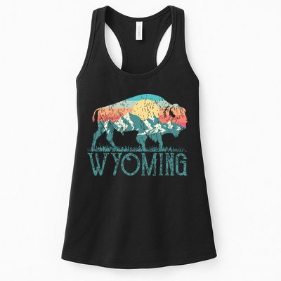 Bison Buffalo Retro Wyoming Wy Mountains Retro Womens Tank Top
