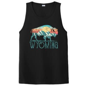 Bison Buffalo Retro Wyoming Wy Mountains Retro PosiCharge Competitor Tank