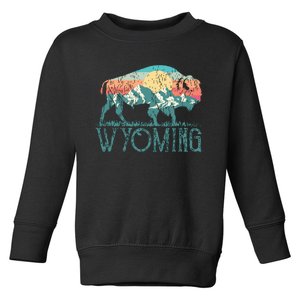 Bison Buffalo Retro Wyoming Wy Mountains Retro Toddler Sweatshirt