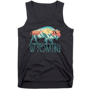 Bison Buffalo Retro Wyoming Wy Mountains Retro Tank Top