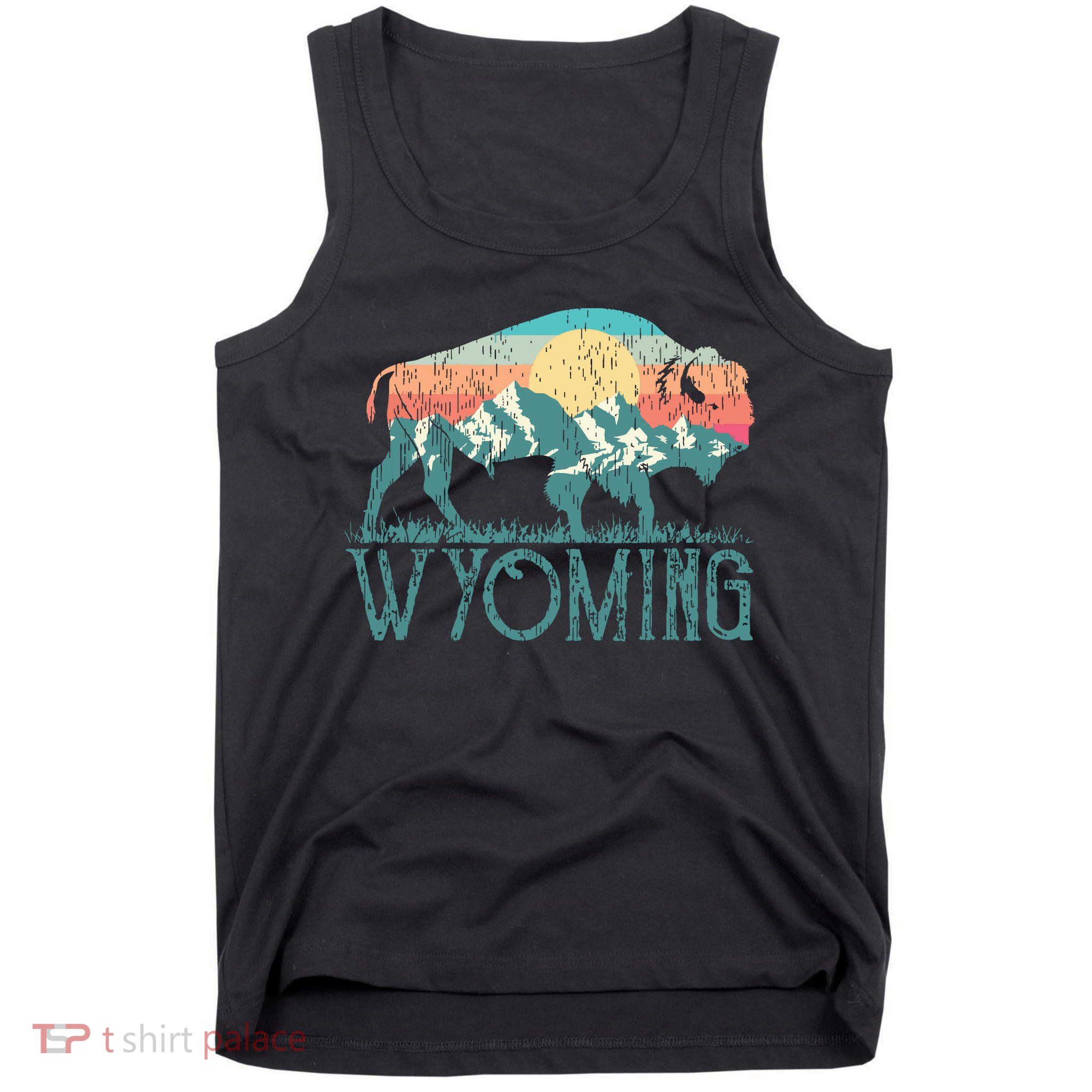 Bison Buffalo Retro Wyoming Wy Mountains Retro Tank Top