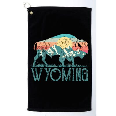 Bison Buffalo Retro Wyoming Wy Mountains Retro Golf Towel