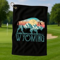 Bison Buffalo Retro Wyoming Wy Mountains Retro Golf Towel