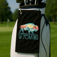 Bison Buffalo Retro Wyoming Wy Mountains Retro Golf Towel
