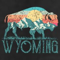 Bison Buffalo Retro Wyoming Wy Mountains Retro Golf Towel