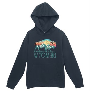 Bison Buffalo Retro Wyoming Wy Mountains Retro Urban Pullover Hoodie