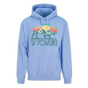 Bison Buffalo Retro Wyoming Wy Mountains Retro Unisex Surf Hoodie