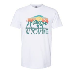 Bison Buffalo Retro Wyoming Wy Mountains Retro Softstyle CVC T-Shirt